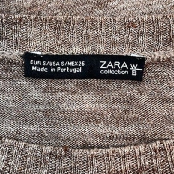 Zara Brown Crewneck Bell Sleeve Top Size S - Picture 5 of 7